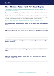 Free Magnets Assessment | Class 4 | Science | BookFlik