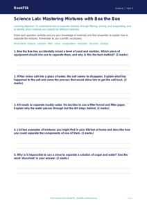 Free Mixtures Worksheet | Class 5 | Science | BookFlik