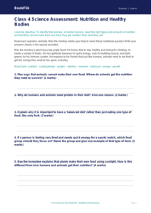Nutrition Assessment | Class 4 Science | CBSE Worksheet