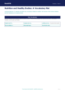 Free Nutrition Word Mat | Class 4 | Science | BookFlik