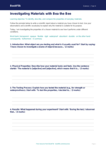 Science properties of materials writing frame class 4 core