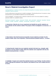 Free Properties Of Materials Writing Frame | Class 4 | Science | BookFlik