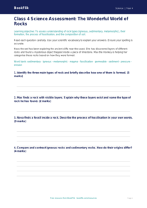 Free Rocks Assessment | Class 4 | Science | BookFlik