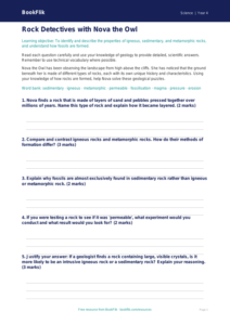 Free Rocks and Minerals Worksheet | Class 4 Science | BookFlik
