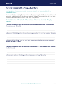 Free Seasonal Changes Activity Sheet | Nursery / LKG | Science | BookFlik