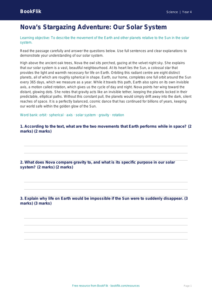 Space Comprehension Class 4 | Science Worksheet | BookFlik