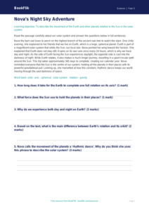 Space Comprehension Class 5 | Science Worksheet | BookFlik