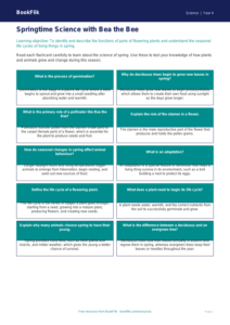Science spring science flashcards class 4 greater depth