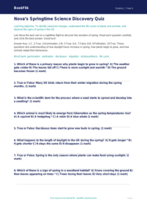 Spring Science Quiz for Class 4 | CBSE Science Worksheet | BookFlik
