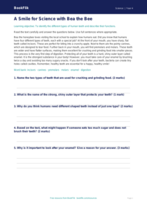 Science teeth comprehension class 4 core