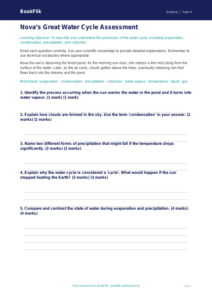 Free Water Cycle Assessment | Class 4 | Science | BookFlik
