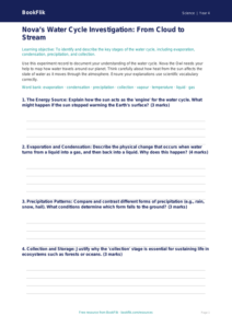 Water Cycle Worksheet for Class 4 | CBSE Science | BookFlik