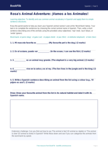 Spanish Animals Activity Sheet for Class 5 | CBSE | BookFlik
