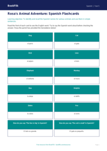 Class 5 Spanish Animals Flashcards | CBSE Learning Resources