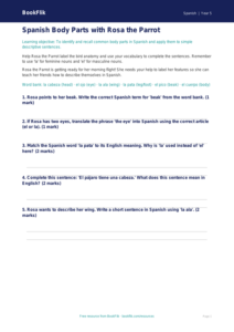 Spanish Body Parts Worksheet for Class 5 | CBSE Curriculum | BookFlik