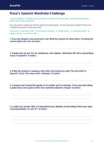 Spanish Clothes Worksheet for Class 4 | CBSE Curriculum | BookFlik