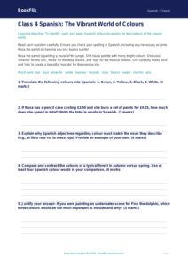 Colours in Spanish Worksheet | Class 4 CBSE | BookFlik