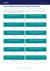 Colours in Spanish Flashcards | Class 4 CBSE | BookFlik