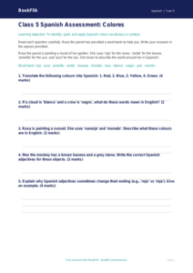 Colours in Spanish Worksheet | Class 5 CBSE | BookFlik