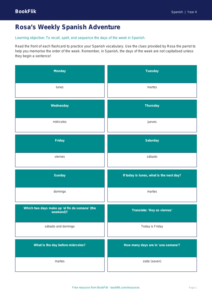 Free Days Of The Week Flashcards | Class 4 | Spanish | BookFlik