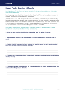 Family Members in Spanish | Class 4 Worksheet | BookFlik
