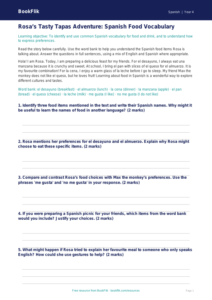 Spanish Food Vocabulary & Tracking Sheet | Class 4 CBSE | BookFlik