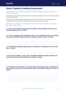 Spanish Greetings Assessment for Class 4 | CBSE Curriculum | BookFlik