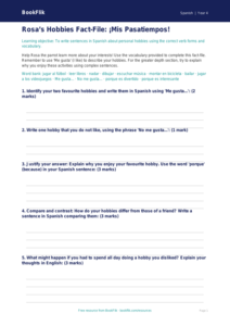Hobbies Template Class 4 Spanish | CBSE Learning | BookFlik