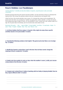 Spanish Hobbies Track Sheet for Class 4 | CBSE Learning | BookFlik