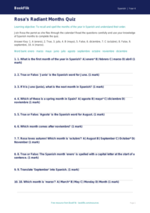 Spanish months of the year quiz class 4 core