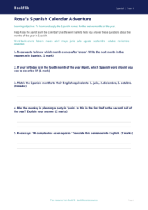 Free Months Of The Year Worksheet | Class 4 | Spanish | BookFlik