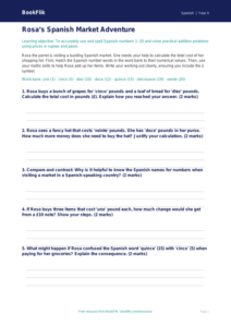 Spanish Numbers Activity Sheet for Class 4 | CBSE Maths & Language