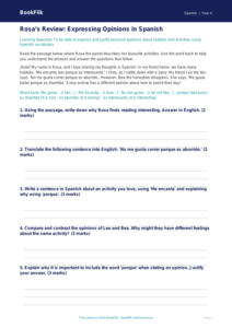 Spanish Opinion Phrases Track Sheet for Class 4 | CBSE Resources