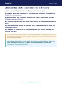 Free School Poster | Class 4 | Spanish | BookFlik