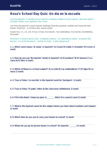 Free School Quiz | Class 5 | Spanish Vocabulary | BookFlik