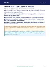 Spanish Sports Vocabulary Poster | Class 4 CBSE | BookFlik
