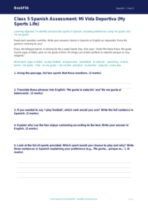 Spanish Sports Vocabulary Worksheet | Class 5 CBSE | BookFlik