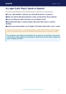 Spanish Sports Vocabulary Poster | Class 5 CBSE | BookFlik
