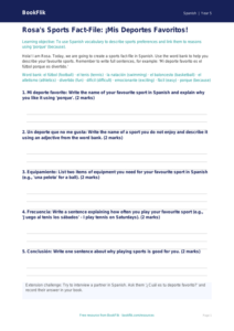 Spanish Sports Vocabulary Worksheet | Class 5 CBSE | BookFlik