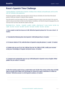 Telling the Time in Spanish: Class 4 Greater Depth Worksheet | BookFlik