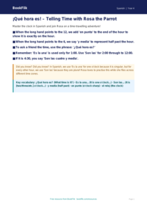 Telling the Time in Spanish: Class 4 Learning Resource | BookFlik