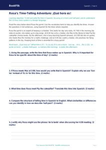 Class 4 Spanish Telling the Time Worksheet | CBSE Curriculum | BookFlik