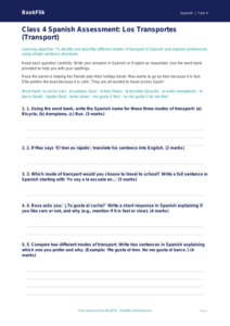 Transport in Spanish: Class 4 Worksheet | CBSE NCERT