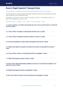 Transport Quiz for Class 4 | Spanish Vocabulary | CBSE Resources