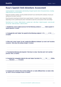 Verbs and Tenses Spanish Worksheet for Class 4 | CBSE NCERT