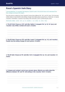 Free Verbs And Tenses Template | Class 4 | Spanish | BookFlik