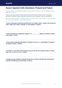 Free Verbs And Tenses Worksheet | Class 5 | Spanish | BookFlik