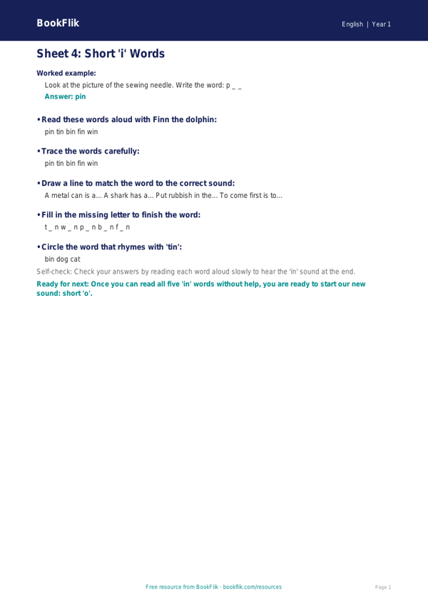 Free 3A Track Sheet | Class 1 | English | BookFlik worksheet preview — English 3A