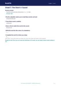 Free 3A Track Sheet | Class 1 | English | BookFlik