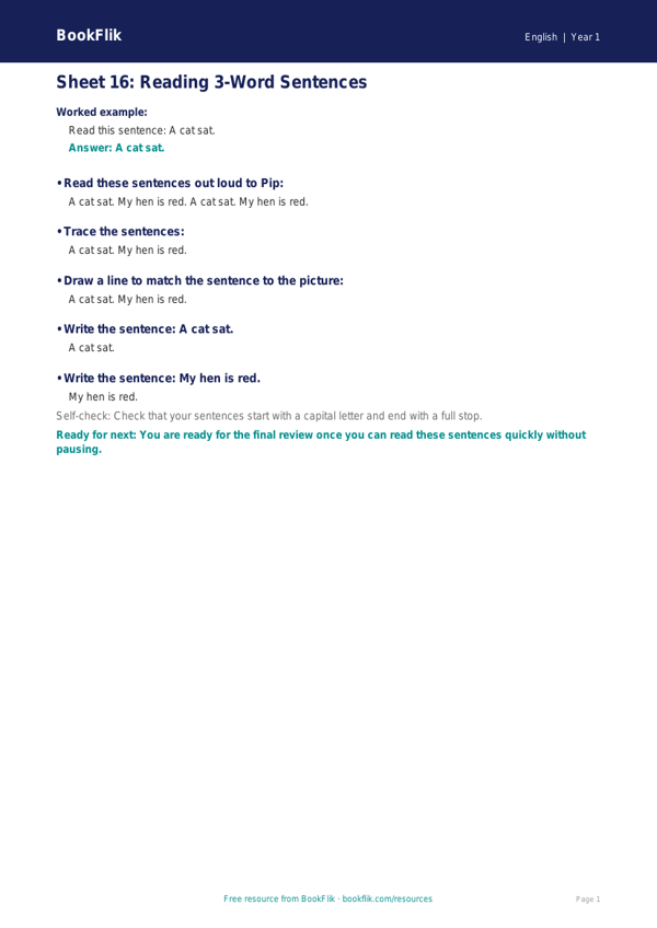 Free 3A Track Sheet | Class 1 | English | BookFlik worksheet preview — English 3A